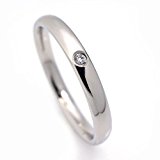 #9: シルバー ワンポイント クリスタル リング サージカルステンレス 3mm 甲丸 指輪 シンプル レディース マリッジリング (11.5号)
