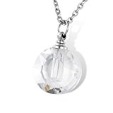 #10: HOUSWEETY ラウンド型 透明 香水入れ ガラス玉 メモリアル アロマペンダント ネックレス 色:透明