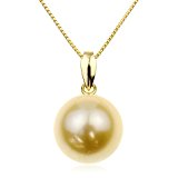 #7: nadi K18YG 9.0-10mm 南洋 白蝶真珠 ゴールデン パール ペンダント ネックレス