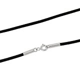 #6: 新宿銀の蔵 国産 日本製レザーチョーカー 牛革紐 ネックレス シルバー925 (ブラック) 幅2.0mm 長さ30cm～80cm (40cm) 人気