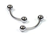#9: (KEEP YOU) 【2個セット】 バナナ バーベル サージカルステンレス316L製　1:16GA(1.2mm_内径8mm_ボール3mm)×2個