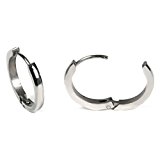 #6: 【ノーブランド品】 平面 サージカル ステンレス 製 チタン鋼 両耳 フープ ピアス リング ユニセックス アレルギーフリー (ステンレス Silver 14mm)