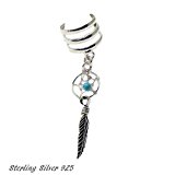 #3: 【BLUE GEMS】フェザー ドリームキャッチャー イヤーカフ イヤカフ シルバー メンズ レディース ;AMTHJC-044