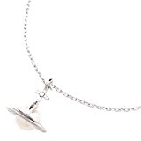 #3: 4面ダイヤカットキラキラ極細チェーン　土星＆パール ネックレス【お肌に優しいニッケルフリー】 シルバー (n3508-R)