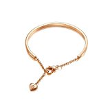 #9: TICENTRAL レディース ブレスレット ピンクゴールド,可愛い ハート エレガント バングル サージカルステンレス 幅 4mm ,ファッション セレブ 二次会 パーティー ジュエリー