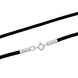 #5: 新宿銀の蔵 国産 日本製レザーチョーカー 牛革紐＆シルバー925 (ブラック) 幅2.5mm 長さ30cm～70cm (55cm 製作期間5日)