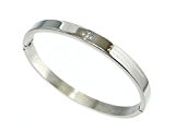 #10: クリスタル クロス メッセージ バングル サージカルステンレス【アレルギー対策】リング ブレスレット レディース 2カラー (シルバー)