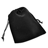 #10: アクセサリーの保存・プレゼント用ポーチ ベロア調巾着袋☆Lサイズ☆ブラック×5枚セット/包装 ラッピング