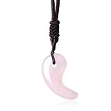 #10: (アモールウィング)AmorWing ローズクォーツ 恋愛成就お守り勾玉 ペンダント／ネックレス 長さ調節可能 メンズ レディース