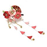 #7: ノーブランド品 可愛い　萌え萌え 桜のデザイン 　ロマンチック　手つくり　和柄　重ね桜　パッチンどめ　セット　赤・サーモン　お正月に　浴衣　髪飾り　簪　七五三に　髪飾り 花に蕾