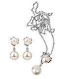 #2: 【ノーブランド品】ファッション　結婚式　宝石類セット　水晶　真珠のペンダント　ネックレス　イヤリング