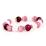 #4: 【京珠堂】AAA キャッツアイ×クラック水晶10mm 天然石 ブレスレット