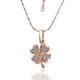 #9: 【yovivia 】ラインストーン採用 レディース ネックレス シンプル ハートネックレス シンプル 四つ葉のクローバーアクセサリ レディース　ペンダントクリスマス プレゼント ギフト 全3カラー 4 (ピンクゴールドカラー)