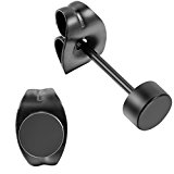 #9: Flongo　メンズ　ピアス　ヒップホップ　ロック　ヨーロッパ風　丸型　カッコよく極める耳元　ブラック　2個セット　幅/0.3cm