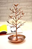 #10: アンティーク風 小鳥がとまる 美しい ツリー型 アクセサリースタンド 30cm (ブロンズタイプ)