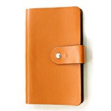 #5: 【192枚収納】 本格レザー 大容量 カードケース 男女兼用 11色 名刺 カードホルダー 手帳 (ライトブラウン)