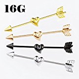 #4: ハートの矢　インダストリアル　サージカルステンレス【16G/1.2mm】ヘリックスピアス/ボディピアス/軟骨ピアス (シルバー)