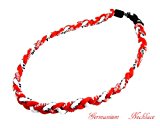 #10: 三つ編みゲルマニウムネックレス　スポーツネックレス　アスリートネックレス　KY-5mm 白/赤