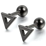 #2: Flongo　おもしろ　ピアス　メンズ　ピアス　レディース　可愛いピアス　シンプル　ファション　ステンレス　ブラック　三角形