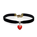 #4: [ニュージェーン]New Jane チョーカー ネックレス レディース クリスタル ハート形 ペンダント ショート レース チョーカー ゴシック ジュエリー レッド