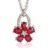 #4: 【鑑別書付】 天然ルビー 3ct フラワーペンダント 誕生石 7月 ネックレス　さくら　桜