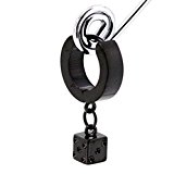 #6: 【N2 stone】 ダイス（さいころ）のチェーン サージカルステンレス フープピアス 黒色（ブラック） 1個 18G（約1.0mm） / ボディピアス / メンズ&レディース