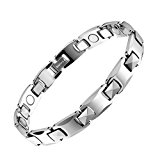 #8: Pasiro ゲルマニウム ブレスレット メンズ タングステン製 睡眠改善 肩こり解消 血行促進 磁気ブレスレット 健康+ファッション+耐久性 (シルバー)