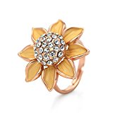 #5: （ネオグロリー）Neoglory Jewelry 向日葵 　アフラワー　フリーサイズ　調節可能 人気 レディース　ラインストーン ゴールド　 リング 指輪 　母の日　プレゼント　贈り物