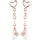 #2: アクセサリーショップピエナ スタッドピアス ノンアレルギー樹脂ポスト 日本製 ピンクゴールド オープンハートからパール&ストーンフリンジ