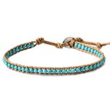 #10: Binich(ビニッチ) 天然石 レザー アンクレット (ターコイズ×ナチュラル)