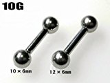 #5: ストレートバーベル 【10G】（ボディピアス/ボディーピアス）　内径１０mm×ボール６mm