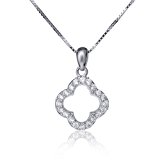 #3: 四葉輪郭程よいキラキラ　ペンダントネックレス　シルバー925【ギフトジュエリー】【エコーパッケージ　ミニポーチ付】