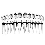 #3: PiercingJ　ボディピアス/ボディーピアス　男女兼用　 サージカルステンレス　拡張器　エキスパンダー　　ジュエル　耳拡　耳のテーパー　インサーションテーパー　ピアス　耳飾り 　body-piercing　6サイズ　セット12ペア　アクセサリーケースを提供 (シルバー)