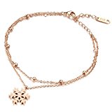 #2: [リッチ頂点] Richapex ステレンス アンクレット レディース チェーン アンクレット フラワー チャーム アンクレット 18金ピンクゴールド仕上 レディースファッション