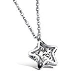 #1: [比翼堂]レディース ネックレス 「 ダイヤモンド の 星 」 ステンレス CZキュービックジルコニア プレゼント 最高級フランネルケース付き　最高級フランネルケース付き　ギフト梱包済み (シルバー＆ピンクゴールド) (シルバー)
