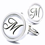 #9: MFYS Jewelry (全26種)ファッション アクセサリー シルバー 名前 イニシャル 英字 アルファベット カフス（カフスボタン・カフリンクス）【専用収納ケース付き】 (M)