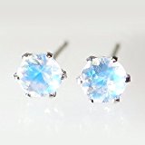 #1: Pt.900 3.5mmロイヤルブルームーンストーン ティファニー爪 ピアス《品質保証書付き》