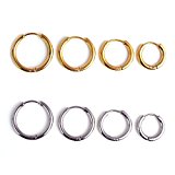 #7: ARMA フープピアス リング フープ ピアス メンズ レディース ゴールド シルバー ブラック 金 銀 黒 内径 7mm 10mm 12mm 14mm 16mm 20mm 両耳セット 金アレ対応 ステンレス (シルバー 7mm)