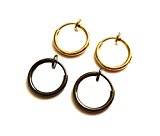 #5: [ラグレ]LUXRE フェイクピアス フープイヤリング 13mm 4個セット ゴールド×ブラック