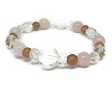 #5: 手掘りの 薔薇 水晶 付き ストロベリークォーツ & ローズクォーツ ブレスレット