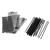 #5: uxcell　髪ピン　ヘアピン　DIY髪型　U字型　女性　ブラック　メタル　シングルプロング　100個入り