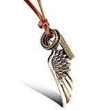 #7: [リッチ頂点] Richapex セーターのネックレス レザー ネックレス ジュエリー 革紐 アンティーク アクセサリー プレート 刻印 メンズ レディース ウイング wing 翼 羽根 羽