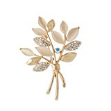 #2: 【ノーブランド品】女性の宝石　金色　オリーブの枝状　水晶　衣類付属品　ブローチピン