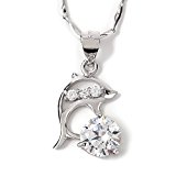 #7: KADERキュービックジルコニア ダイヤモンド イルカ モチーフ レディース ネックレス ペンダント シルバー925 セット ジュエリーボックス ジュエリー