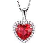 #7: JewelryPalace 女性 3.6ct 高品質 人工 赤い 7月 誕生石 ルビー ネックレス ペンダント ハート 可愛い 愛の証 スターリング シルバー 925 チェーン 45cm