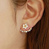 #10: （三月問屋）ホワイト フラワー 花 CZダイヤモンド バックキャッチ ピアス ピンクゴールド