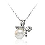 #9: Target World パール リボン ネックレス プラチナ イミテーションパールネックレス シルバー