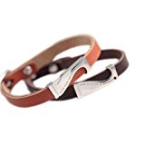 #10: [クロース・トゥ・ミー]closetome レザー(革)シルバー ペアブレスレット 刻印メッセージ入り ハートがつながるスワロフスキー ペア(2本)セット価格 SBR13-039040