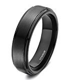 #6: TICENTRAL (Ti) チタン リング メンズ レディース 純チタン 指輪 軽量 幅広 6mm ヘアライン加工 シンプル ファッション カジュアル アクセサリー カラー：ブラック（黒） (17)