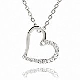 #5: lapisia オープンハート ハーフ パヴェ スーパーキュービックジルコニア ネックレス プレゼント ラッピング 済み 選べる3カラー プラチナ